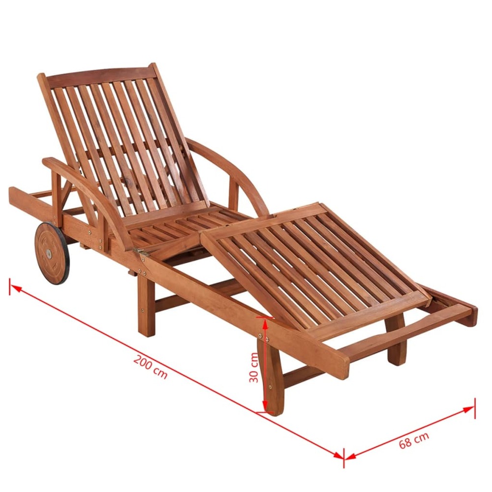Chaise longue bois d'acacia solide
