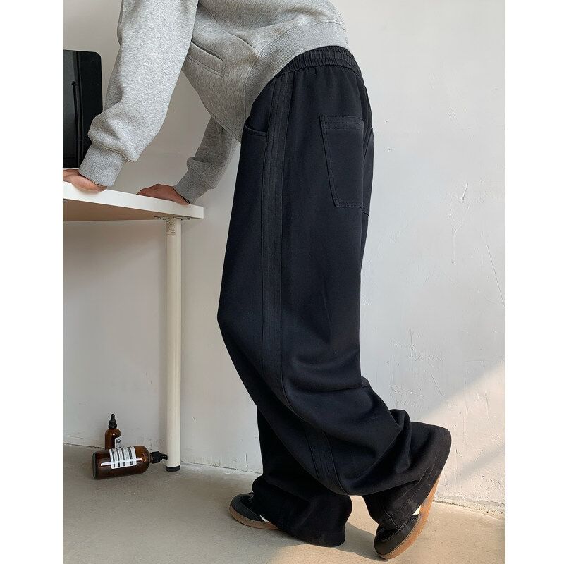 Kimeya - Effen broek met wijde pijpen en trekkoord in de taille