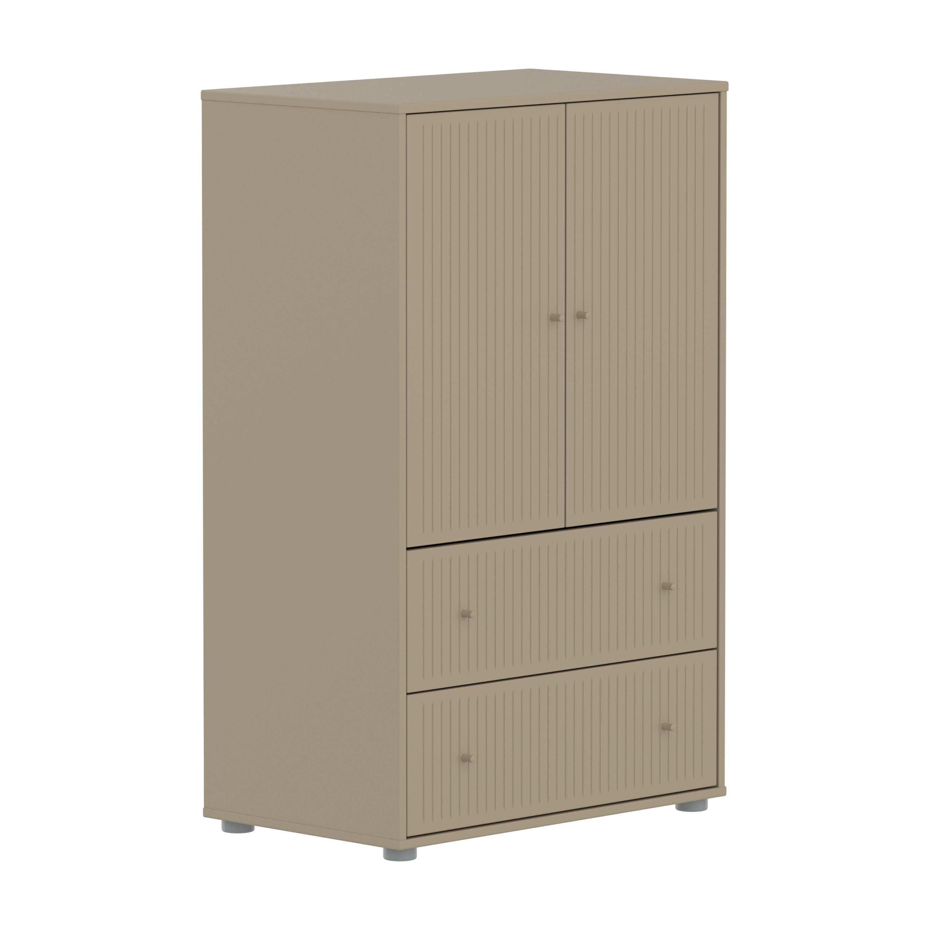 SAGA Schr grv 2 Schbl oat,oat knob/pla.F - Oat / B: 75.0 cm x T: 45.0 cm x H: 120.0 cm