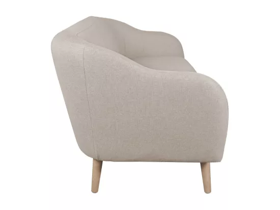 Canapé scandinave 2-3 places en tissu beige et bois clair ISIS