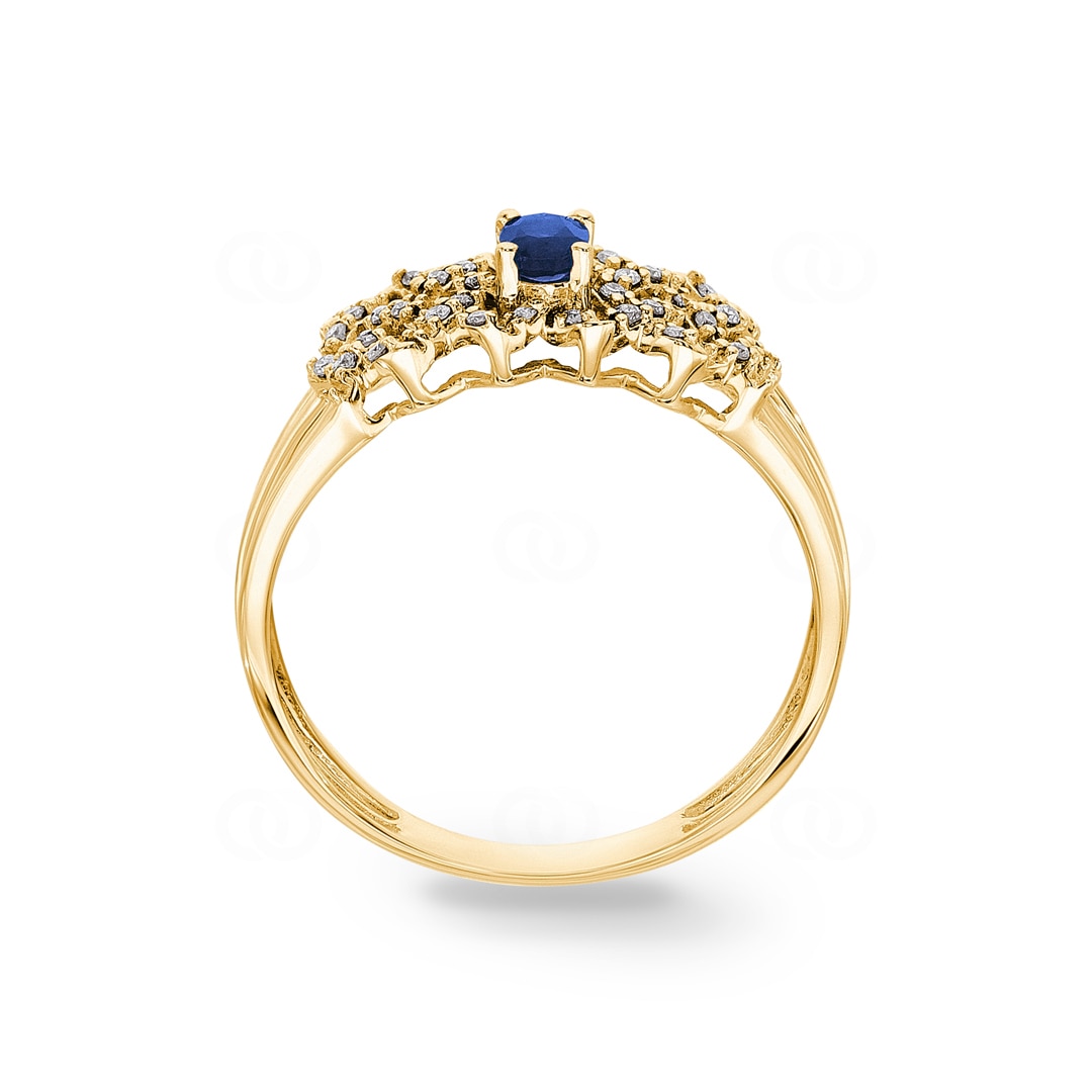 Saphirring 750/18 K Gelbgold mit Diamanten 0.09 ct H/si