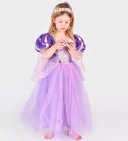 Den Goda Fen Kostüm - Rapunzel m. Haarreifen - Lila