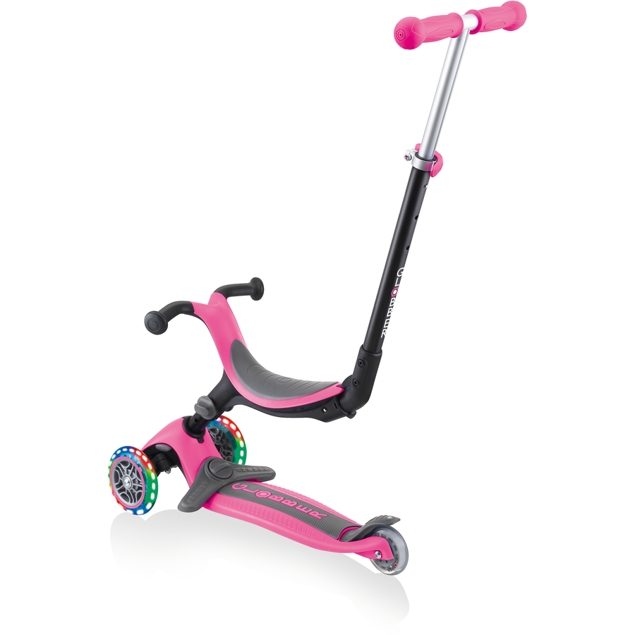 GLOBBER GO-UP FOLDABLE PLUS LIGHTS pink - mit Leuchtrollen