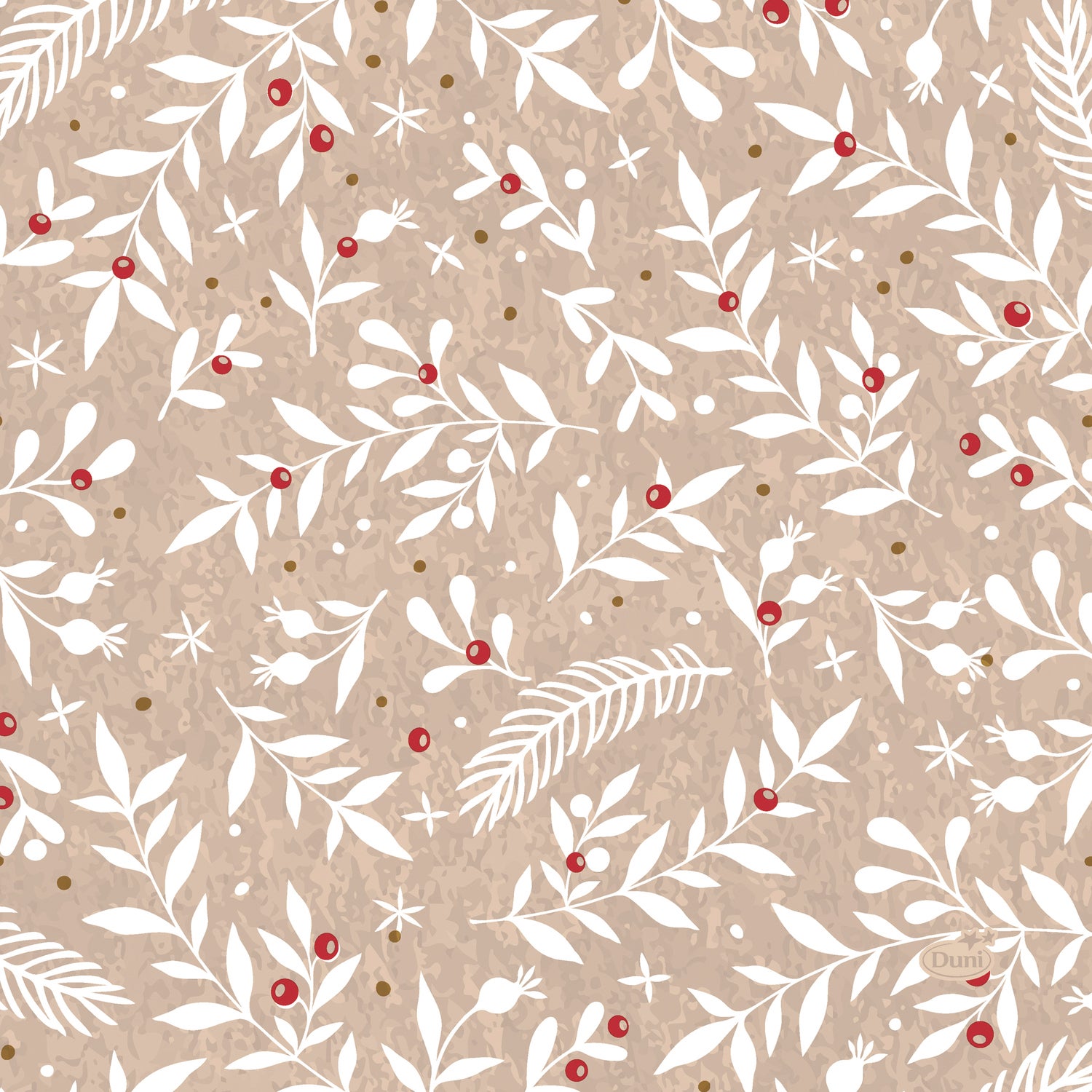 Duni kerstservet X-mas Berries beige 16,5 x 16,5 cm 20 stuks