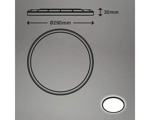LED Sensor Plafondlamp IP44 18W 2400 lm 4000 K HxØ 3x29 cm Slank Zwart + Achtergrondverlichting