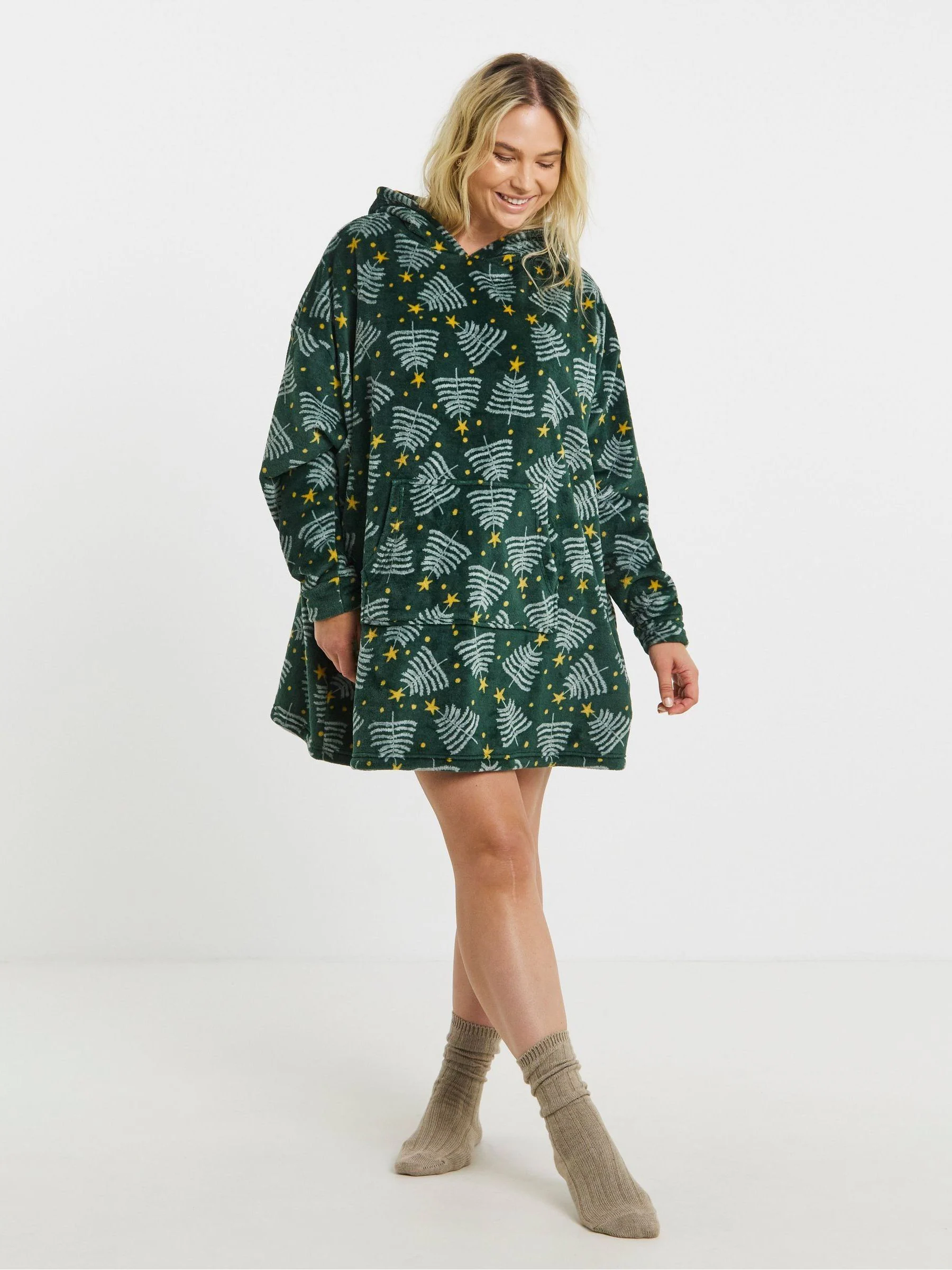 Simply Be Kerstmisboom Print Fleece Deken Hoodie