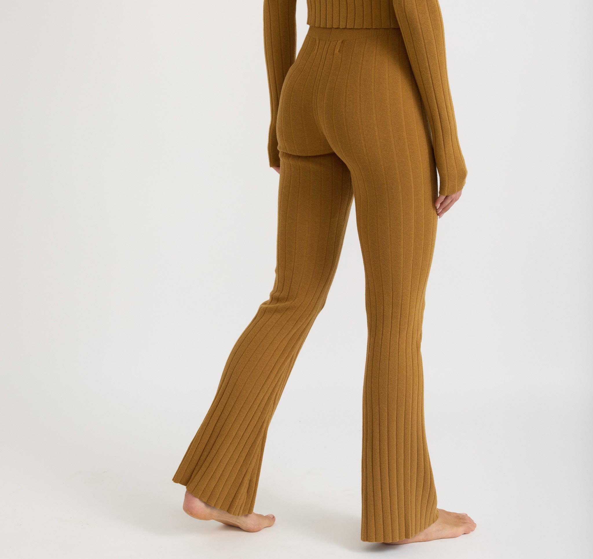 COTTON<br>Soft Knit Rib High-Rise Flare Pants