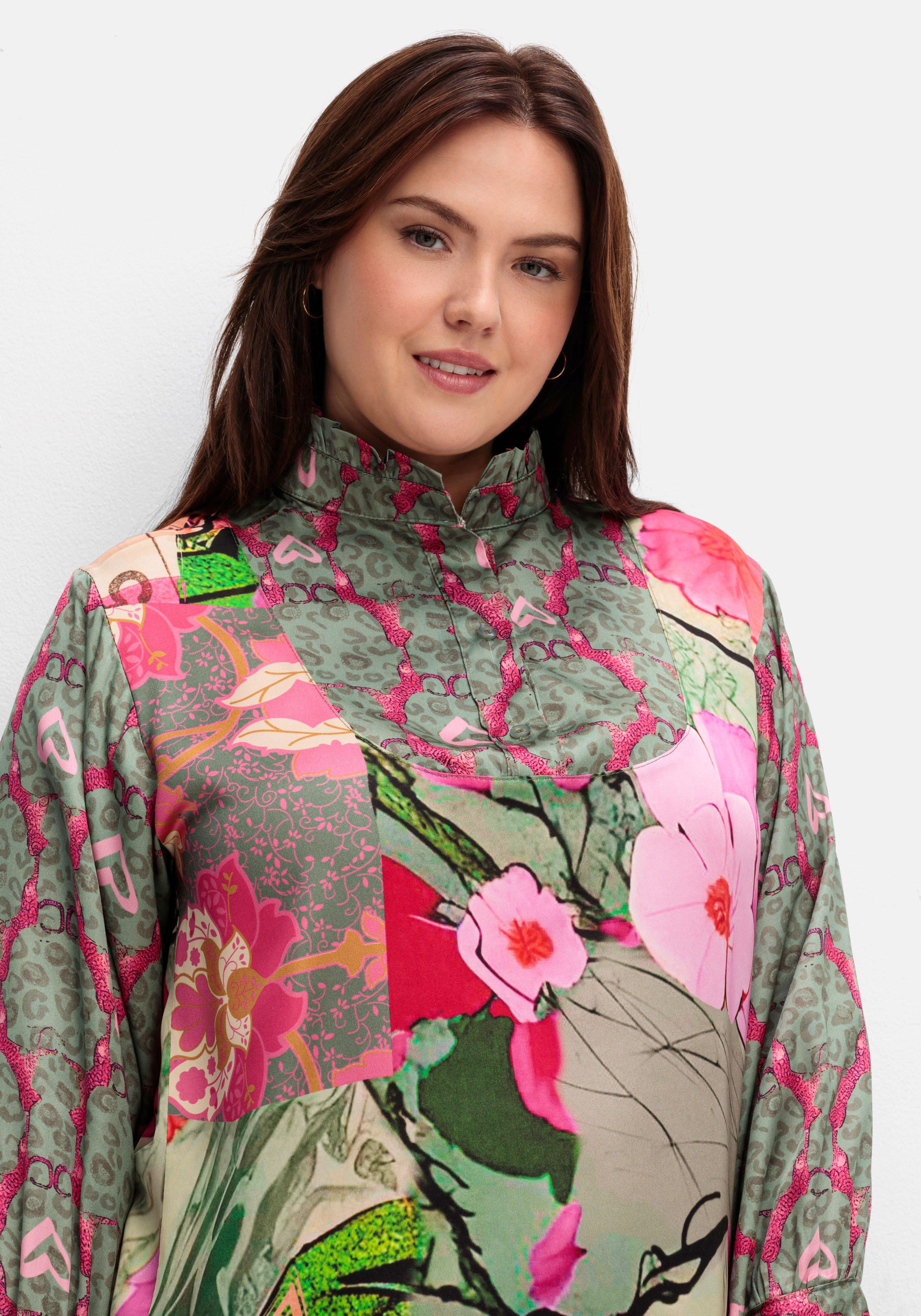 Tunika aus Viskose-Satin, im Multicolor-Muster