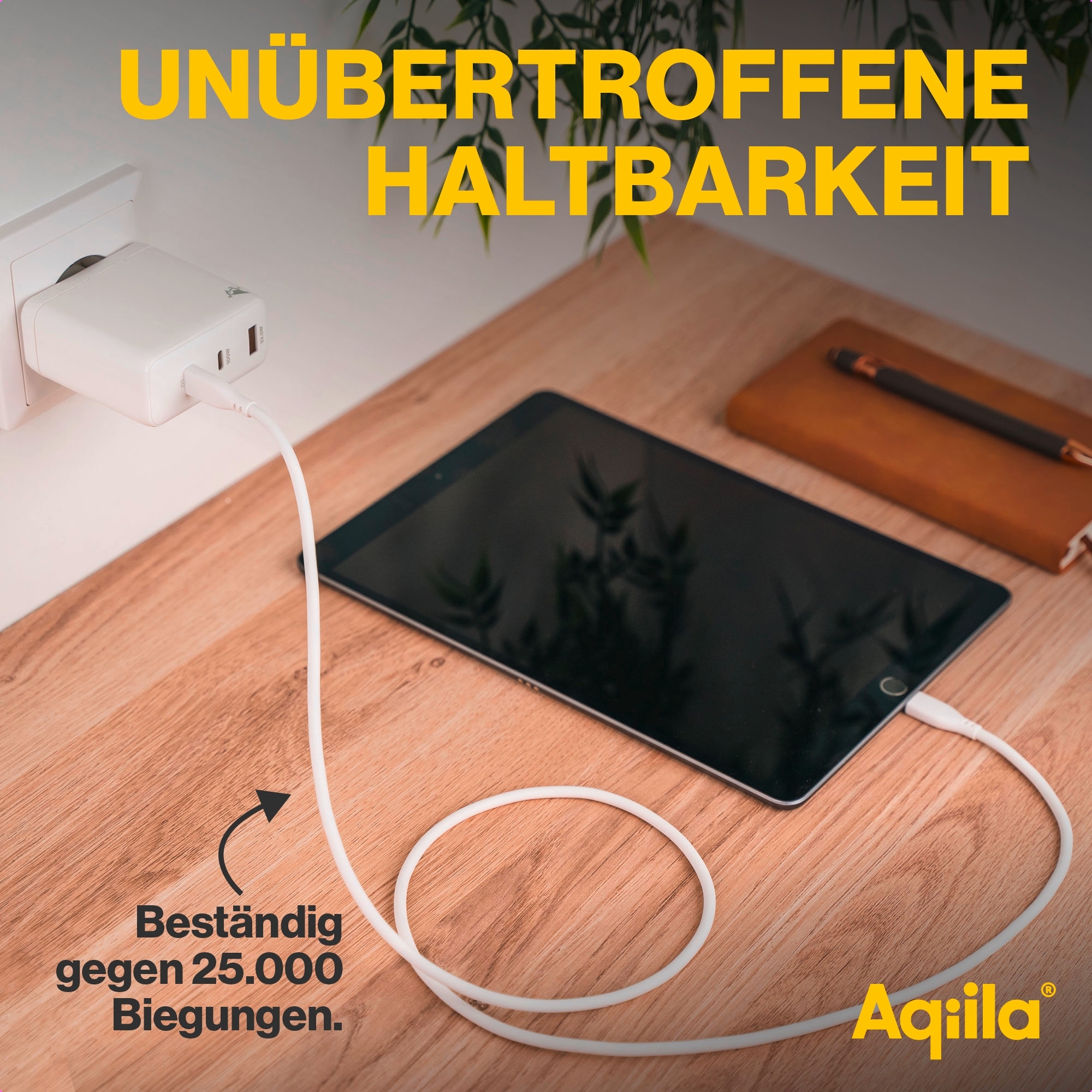 Aqiila Cablebird CS22 Lade/ Sync Kabel USB C zu Lightning 30 W 2 Meter weiß