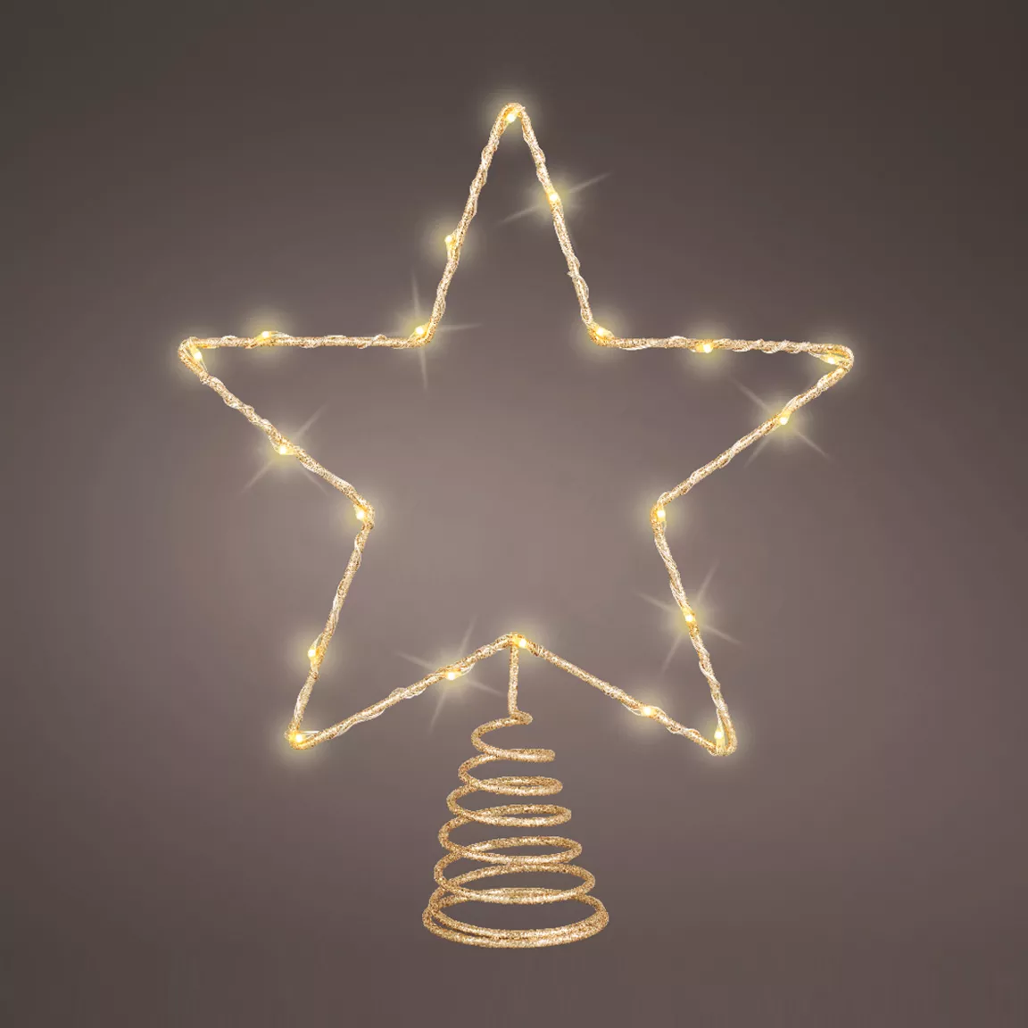 Cimier de sapin lumineux 20 LED Étoile filante Or/Blanc chaud