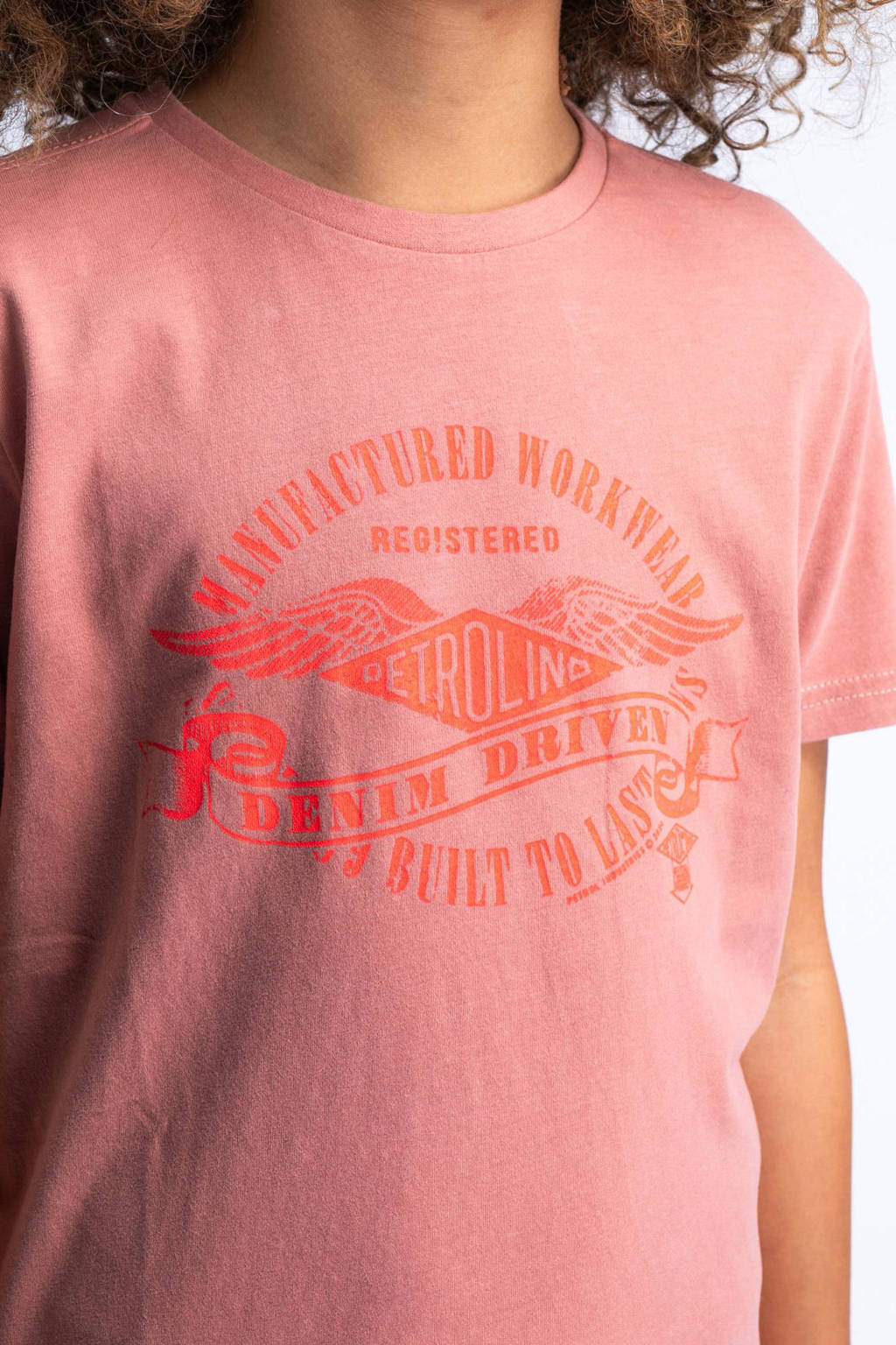 Petrol Industries T-shirt met logo lichtrood