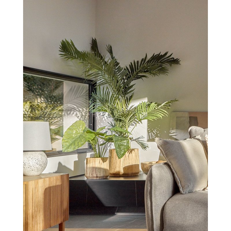 Plante artificielle Alocasia Odora avec pot noir 57 cm