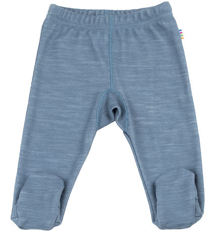 Joha Leggings m. Füße - Wolle/Bambus - Blau