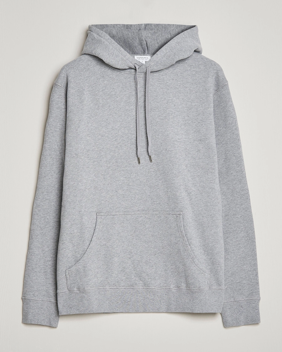 Sunspel Loopback Hoodie Grey Melange