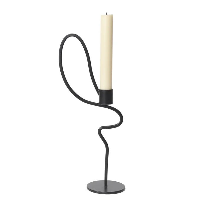 Ferm Living - Valse Kerzenständer niedrig, schwarz