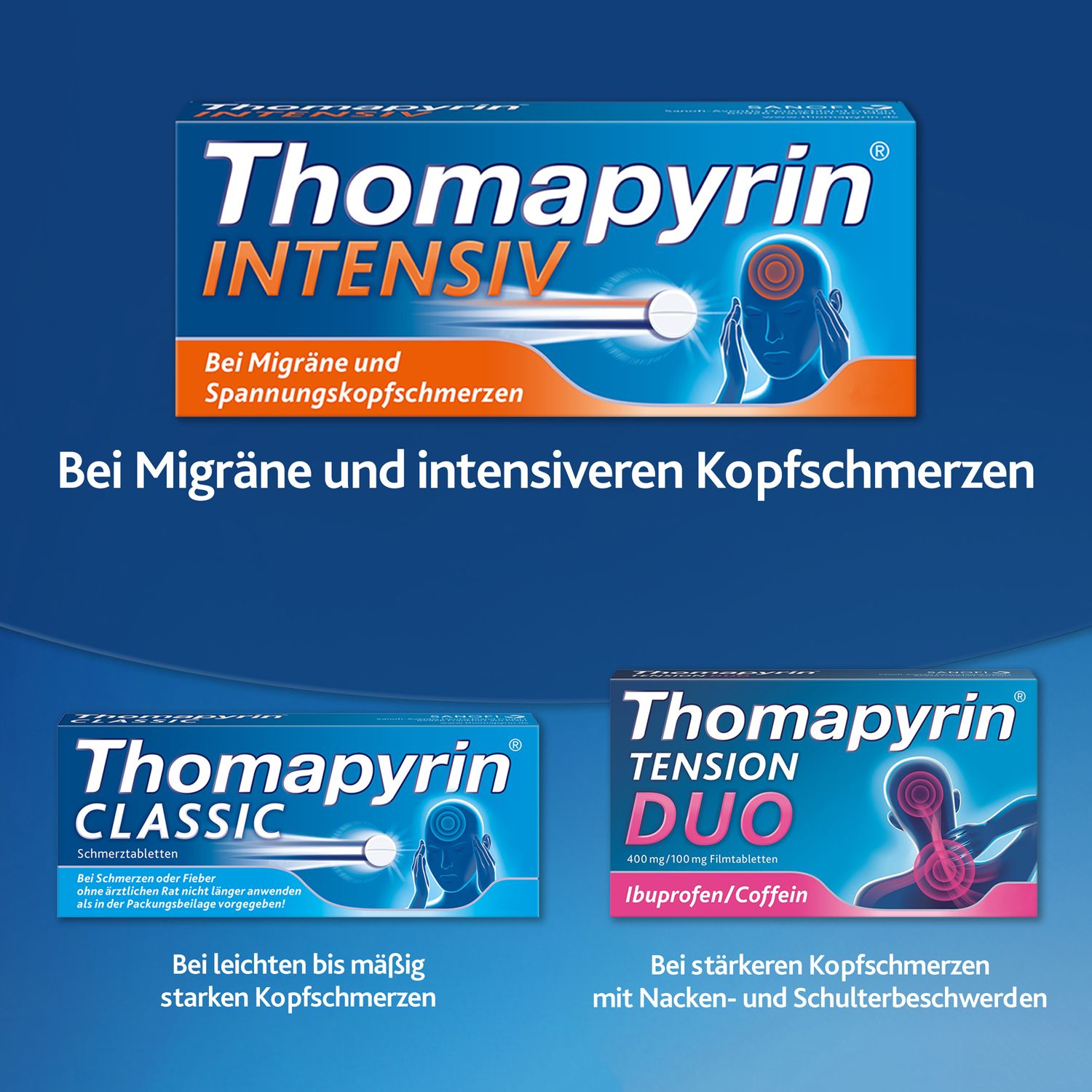 Thomapyrin INTENSIV bei intensiveren Kopfschmerzen & Migräne
