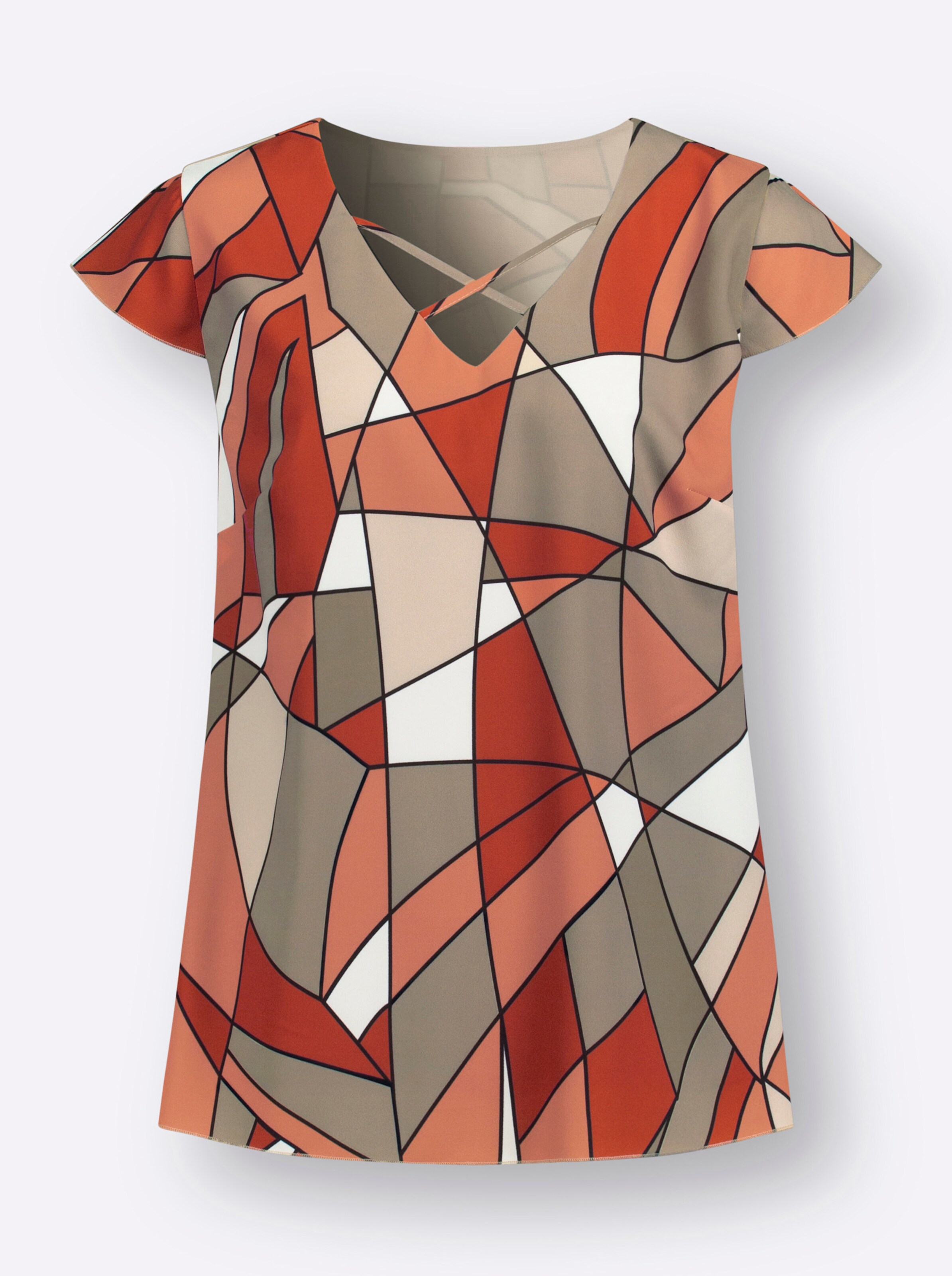 Bluse in papaya-beige-bedruckt