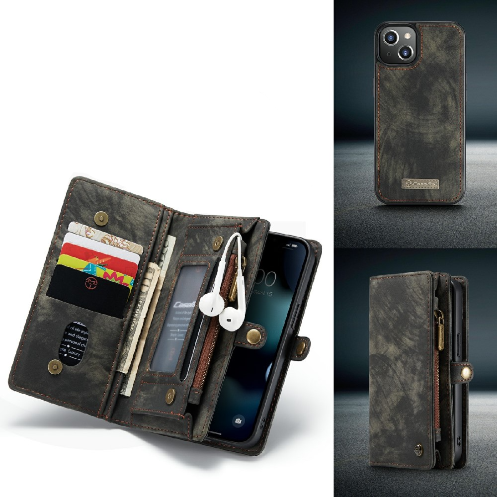 iPhone 13 2in1 Leder Tasche   Magnet Hardcase Karten Etui - Schwarz