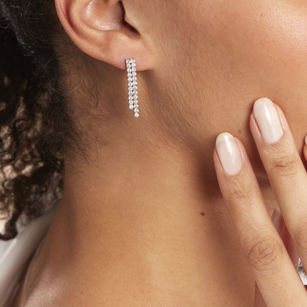 Boucles D'oreilles Pendantes Louann Argent Blanc Oxyde De Zirconium