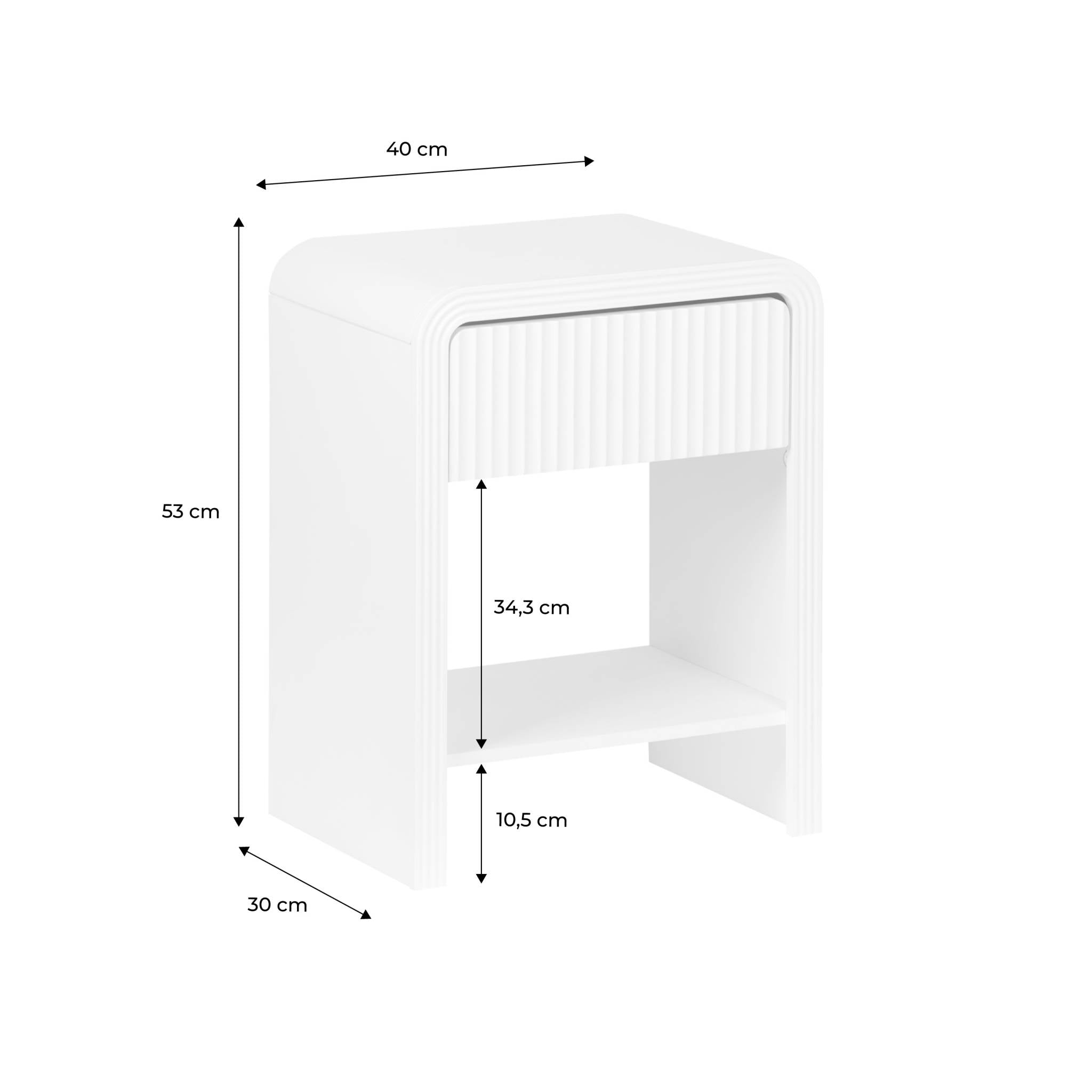 sweeek - Nachtkastje met gegroefd houteffect, 1 lade, 1 plank (set van