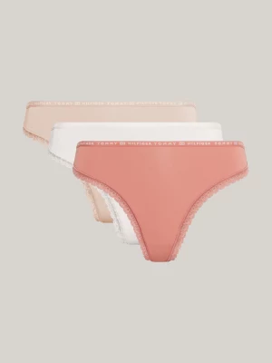 Conjunto com 3 Calcinhas Fio Dental de Renda Floral