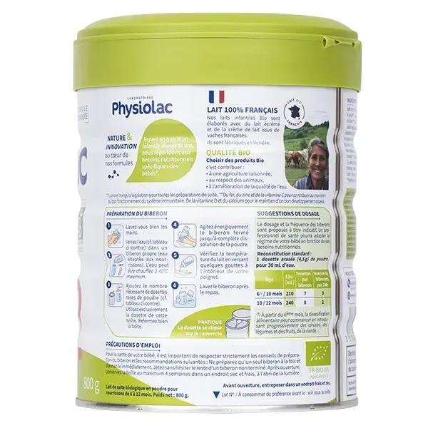 Leite Orgânico Physiolac 2ª Etapa 800g