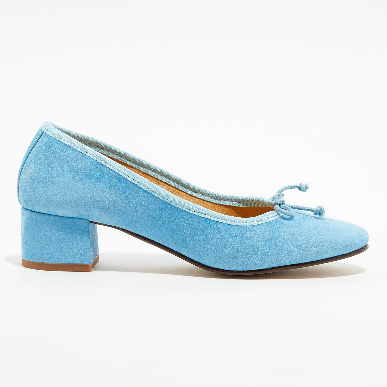 Quartier Latin Ballerines trotters en Velours de Cuir Diane bleues - Talon 4 cm