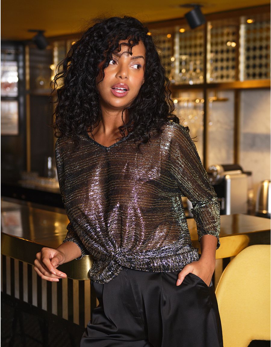 Blouse drapée chic noir