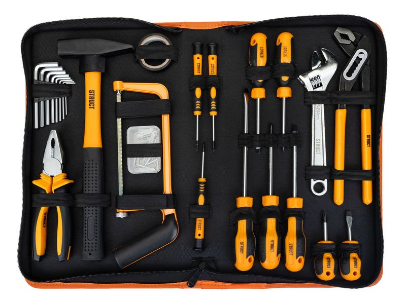 STRUCT Werkzeug-Set 25-teilig Im Etui mit Reissverschluss – ideal für Haushalt, Hobby und unterwegs