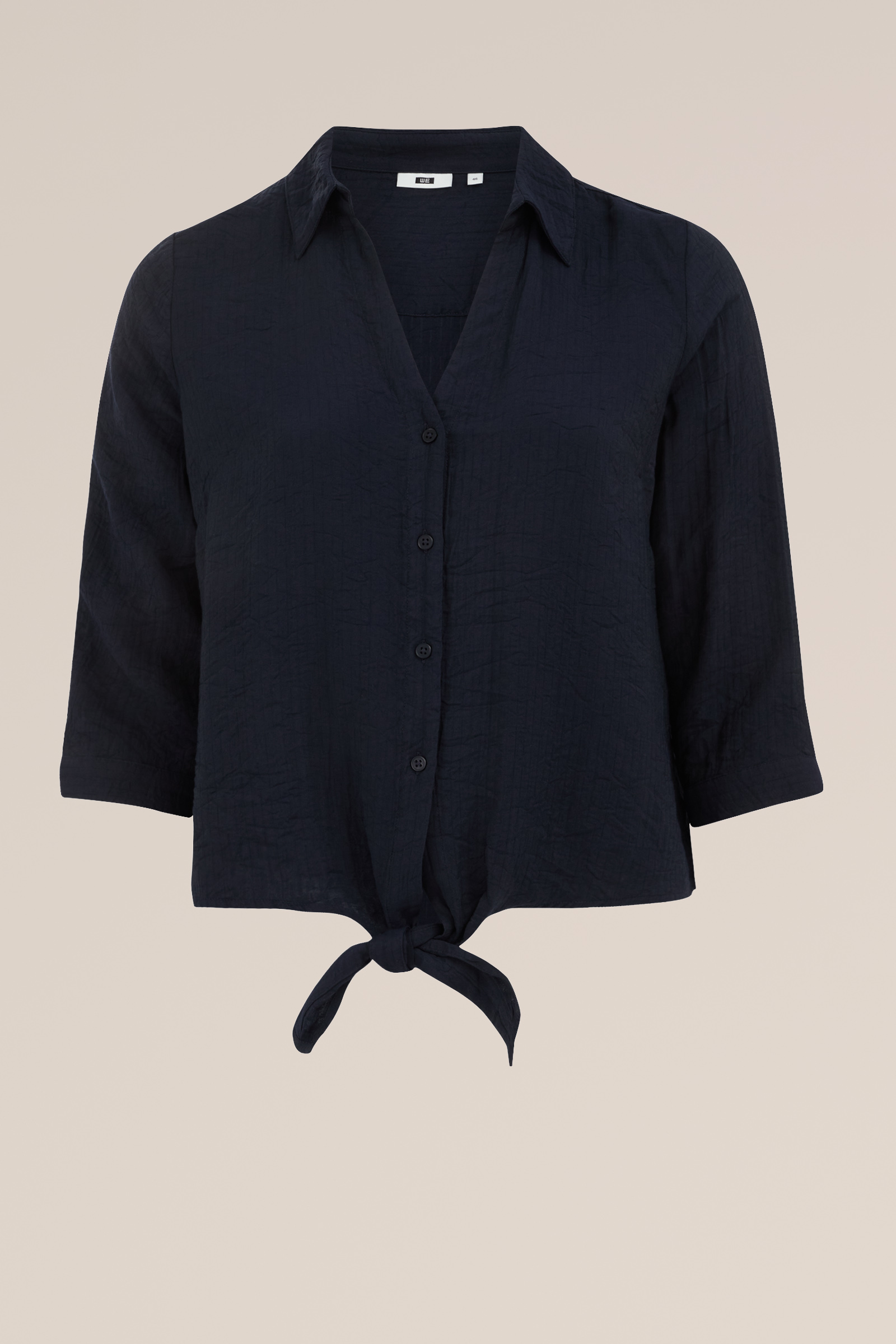 blouse met knoopdetail - Curve WE Fashion Donkerblauw