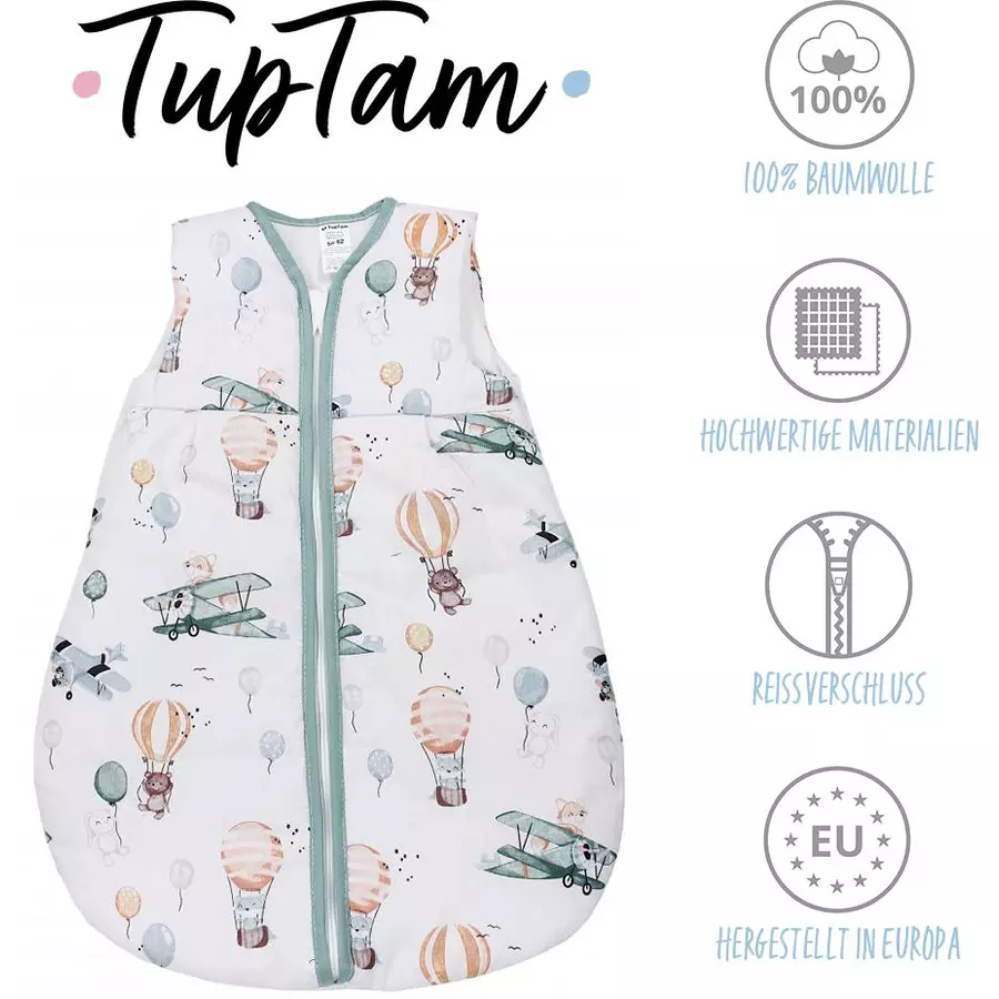 TupTam Baby Ganzjahres Schlafsack Ärmellos Wattiert grünweiß