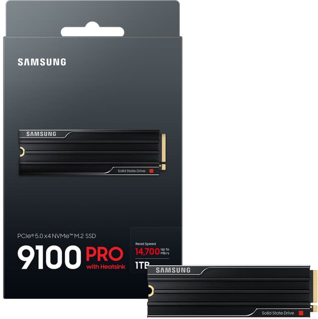 Samsung 9100 Pro intern SSD med køleplade (1TB)