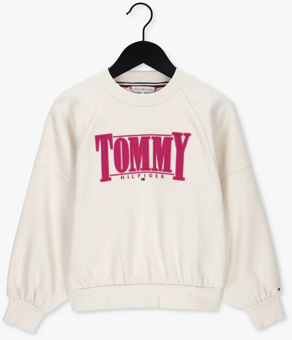 TOMMY HILFIGER gebroken wit tommy hilfiger trui tommy sateen logo cn