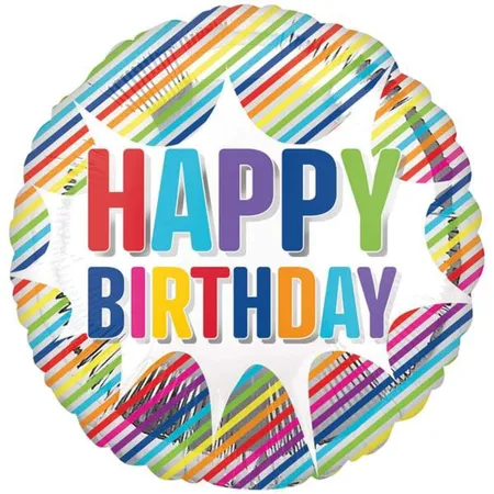 amscan Folienballon Birthday Streifen 43cm rund