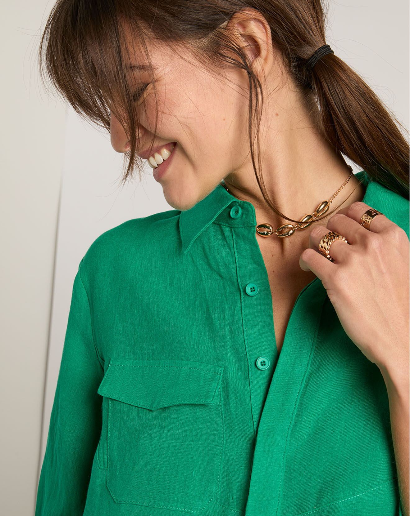 See u Soon Chemise 100% Lin Salomé verte