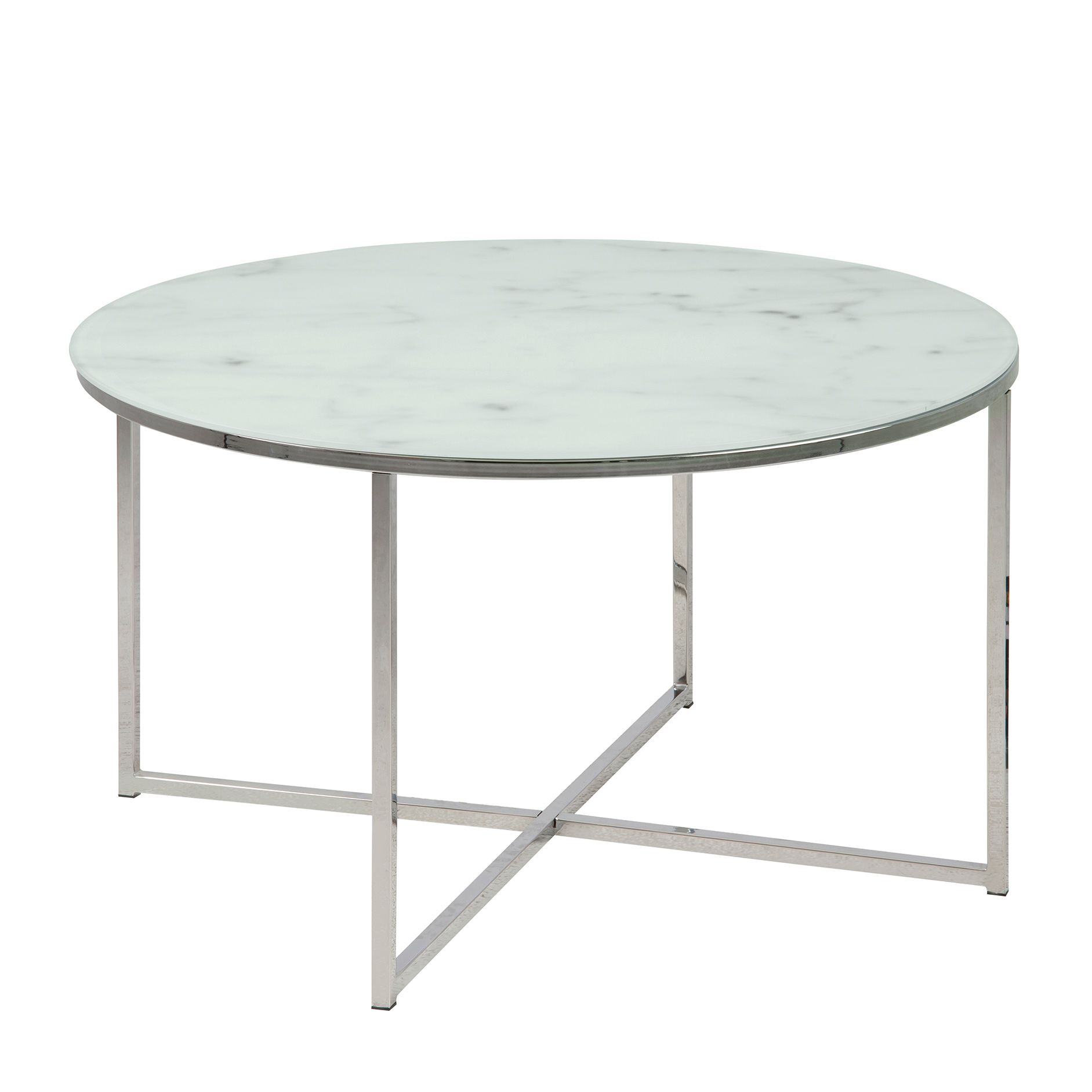 Couchtisch ALISMA - weiß-chromfarben - Ø 80 cm