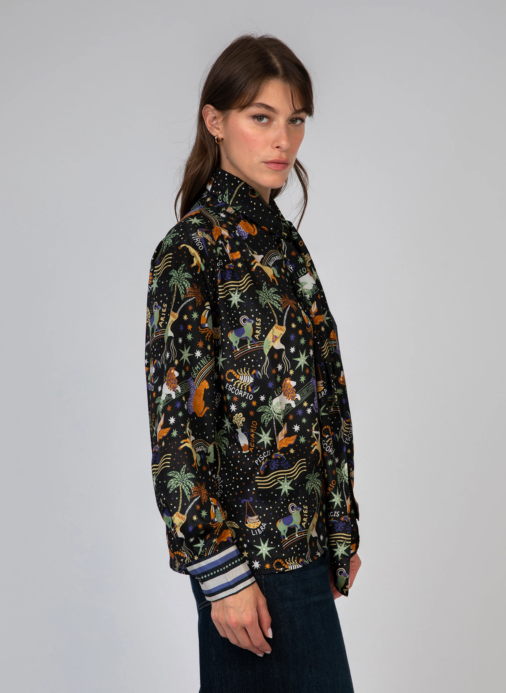 SIRINE - Chemise col lavallière imprimée | Multicolore