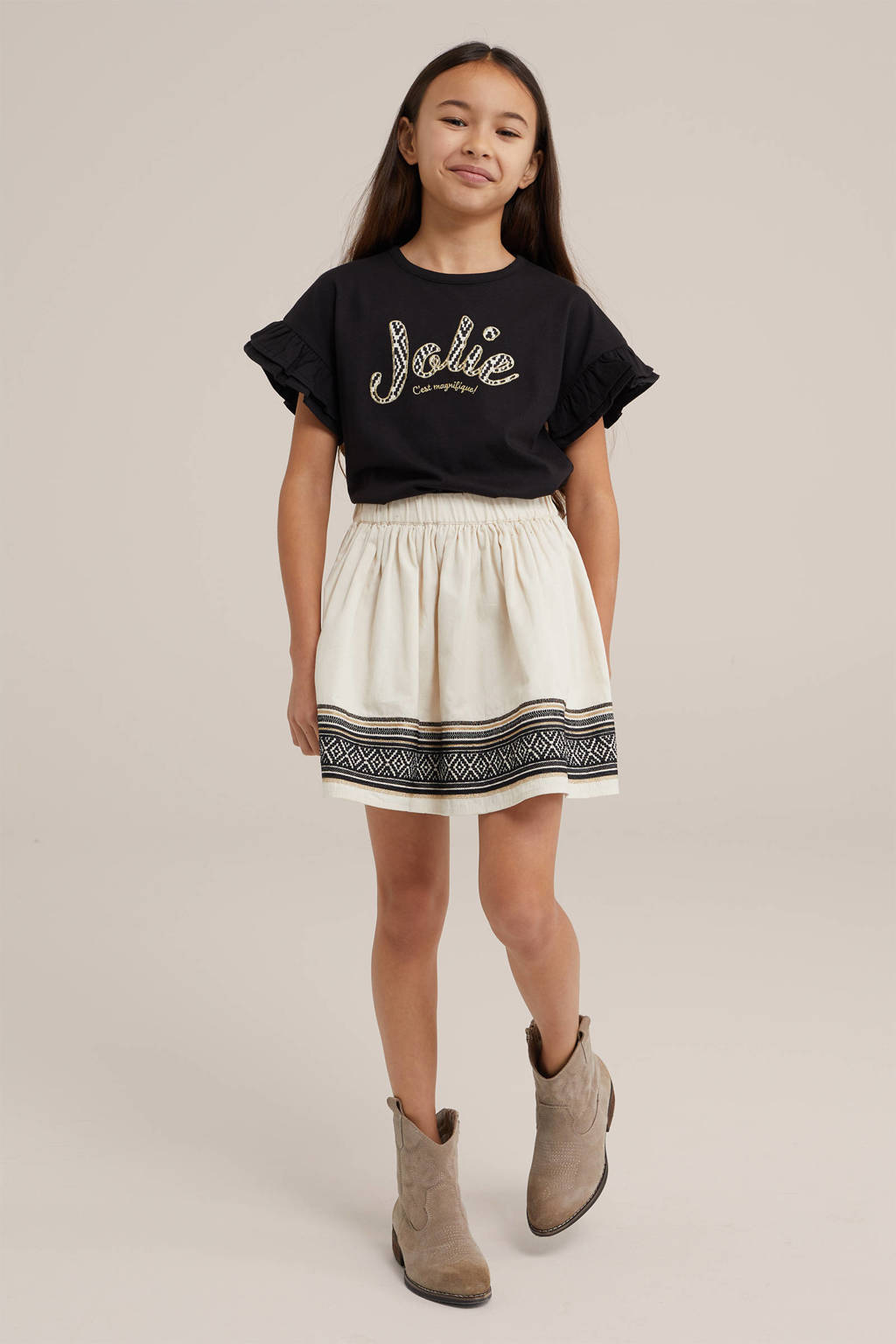 WE Fashion rok ecru/zwart