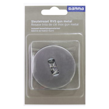 GAMMA sleutel rozet rond gun metal (RVS PVD)
