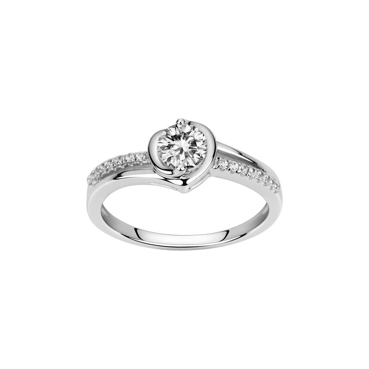 Bague de fiançailles en Argent avec oxyde de zirconium blanc