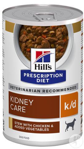 Hill's Pet Nutrition Prescription Diet K/D Aliment Pour Chien Au Poulets Et Légumes 12x354g