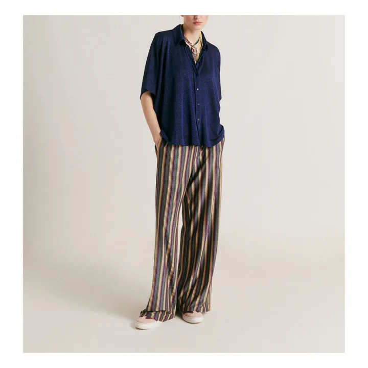 Momoni Pantalon Baccarat Rayures Métallisé | Vert