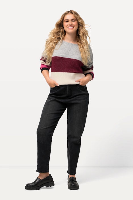 Mom-Jeans, Saumumschlag, Ziernaht, Komfortbund