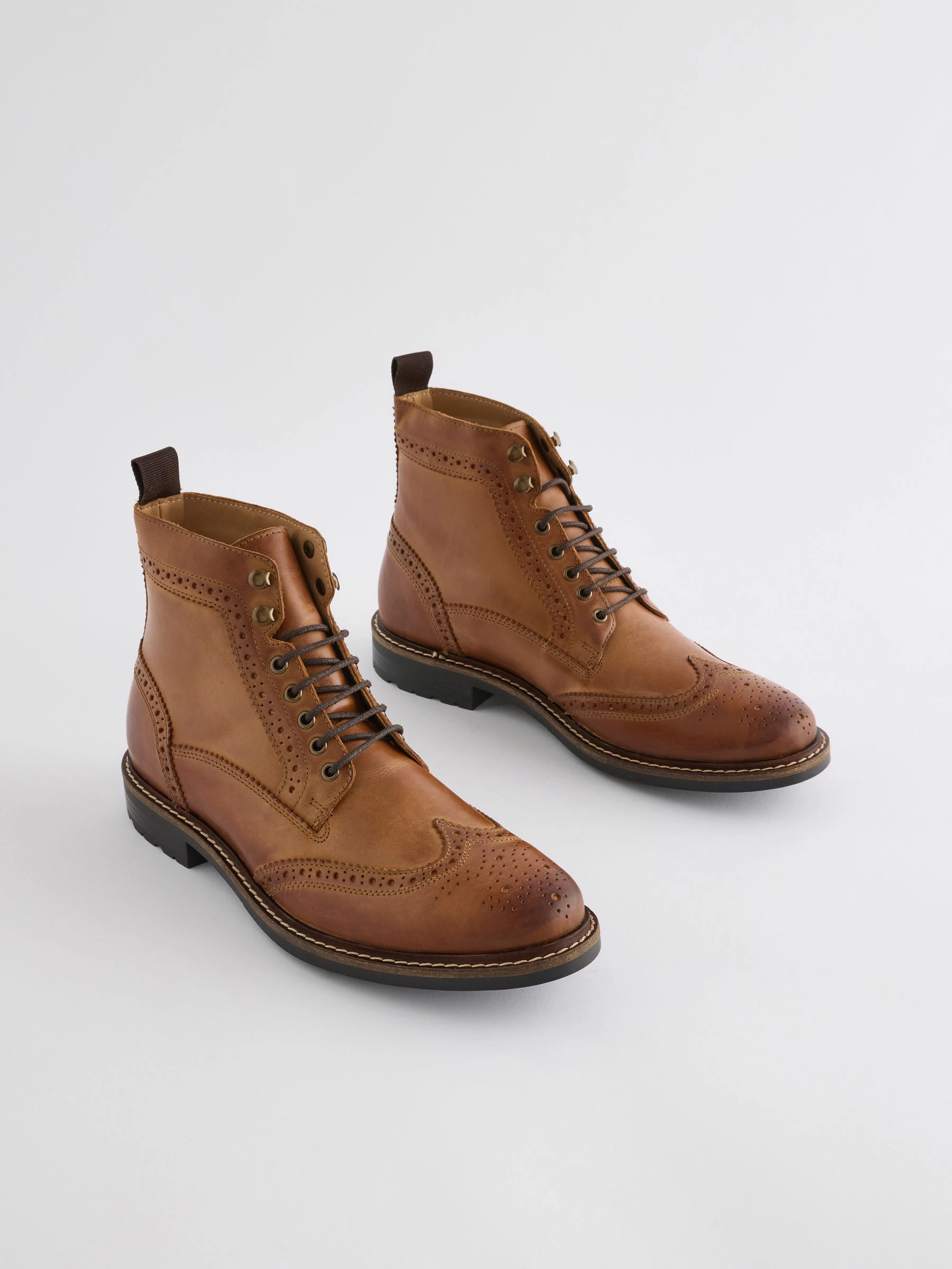 Lichtbruin - Leren brogue laarzen