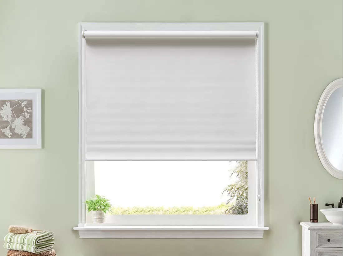 Store enrouleur occultant en polyester - 180 x 180 cm - Blanc - MARRILA