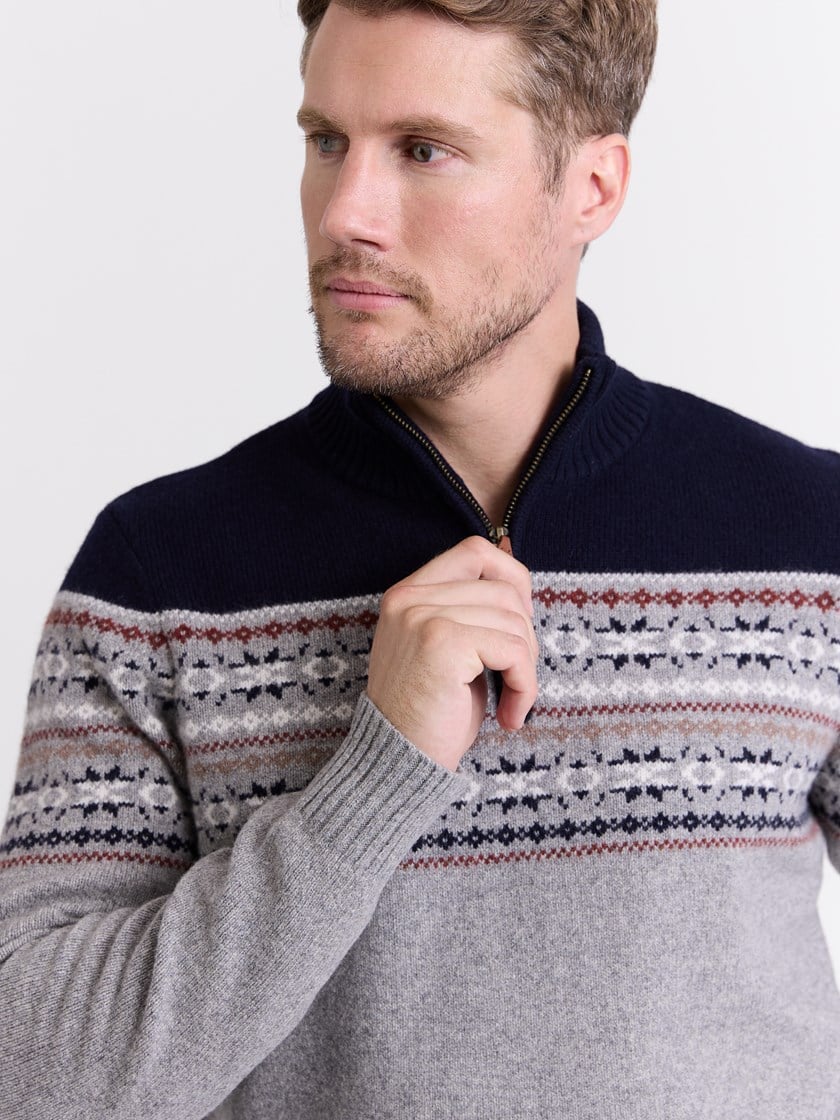 Winston zip genser Light Grey Melange