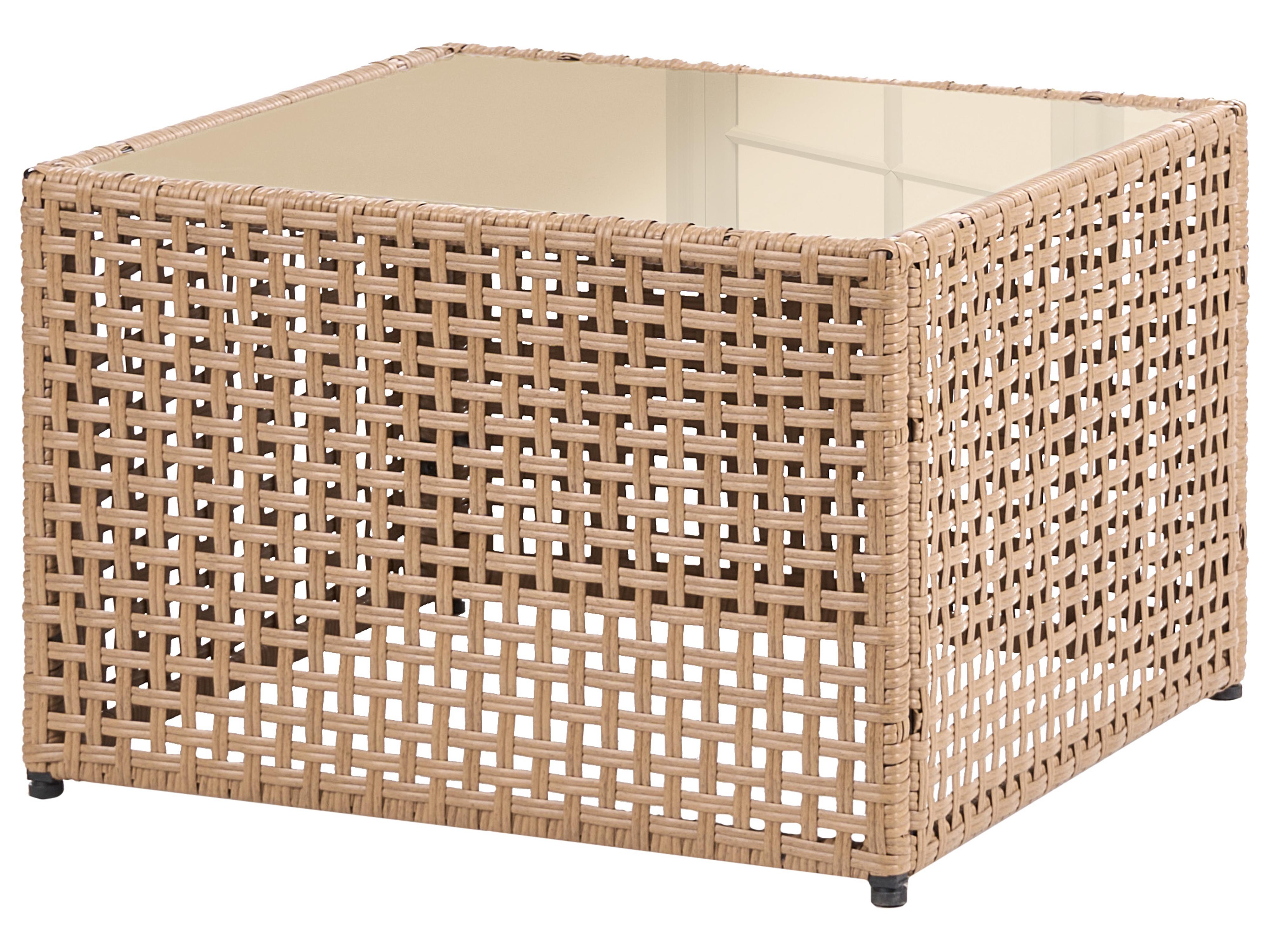 U-vormige tuinbank 6-zits OMEGANA modulair PE rotan Lichtbeige