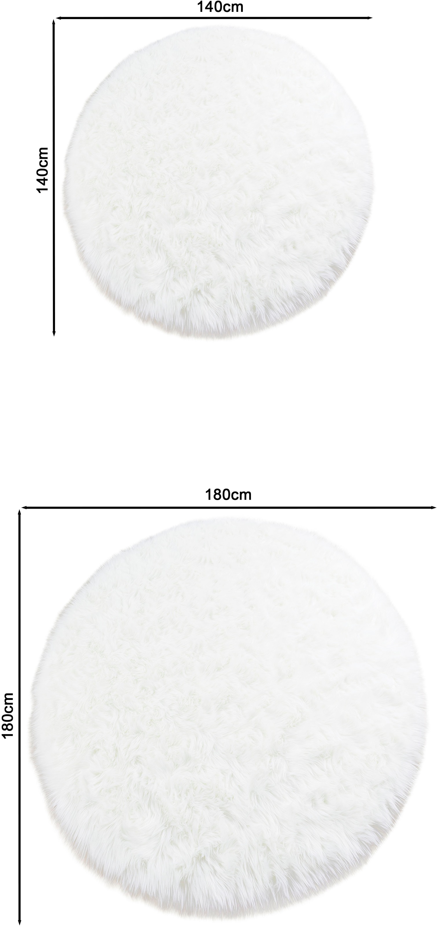 my home Fellteppich »Dena, Hochflor Teppiche« rund 60 mm Höhe Kunstfell, weich, Uni-Farben, Wohnzimmer, Schlafzimmer, Esszimmer