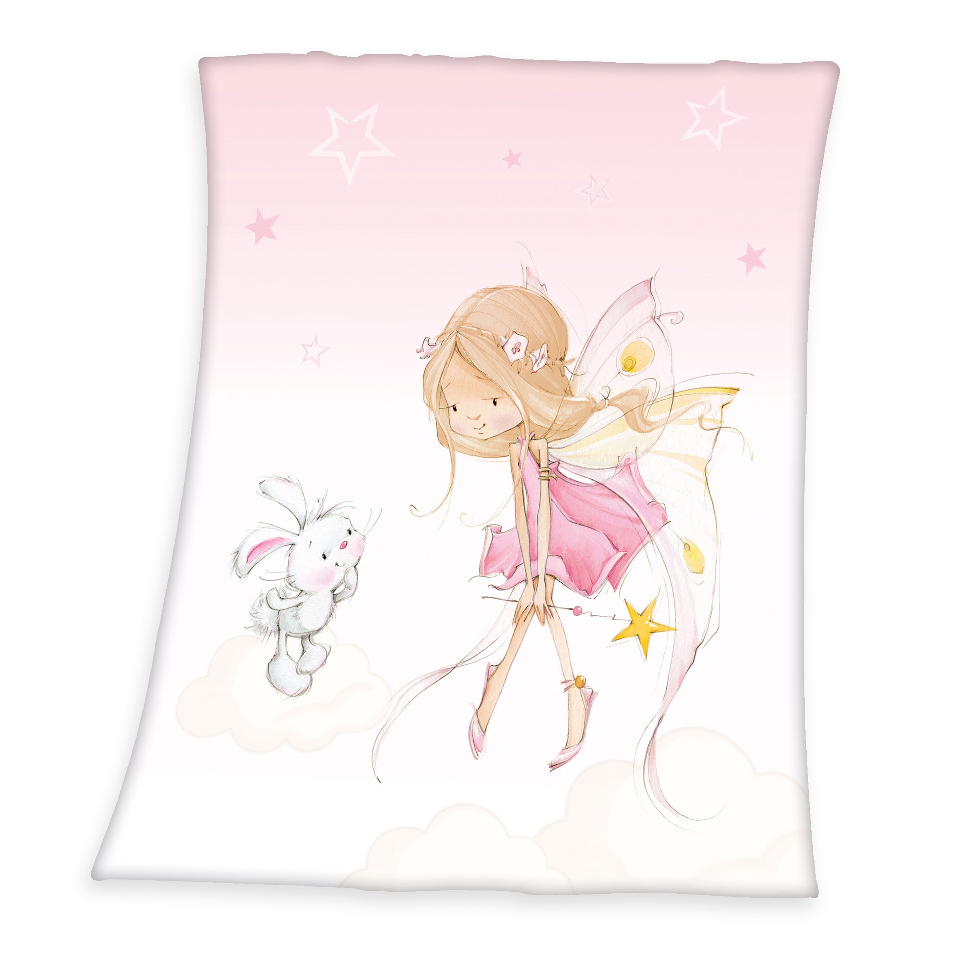 HERDING Kinder-Fleecedecke LITTLE FAIRY 130 x 160 cm weiß/rosa
