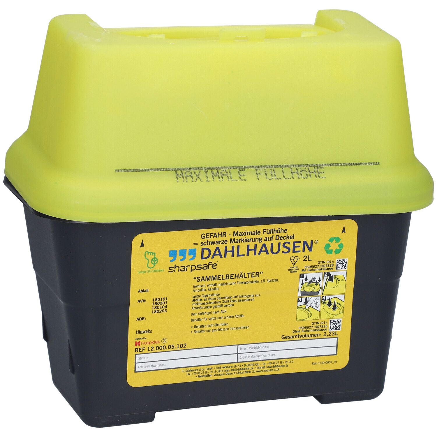 Sharpsafe Abwurfbehälter 2,0 L